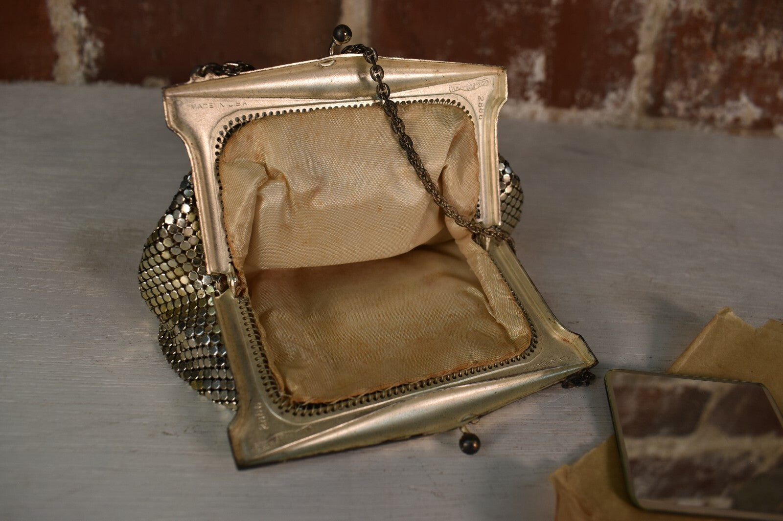 Vintage Whiting & Davis Silver Metal Mesh Chainmail Mini Purse