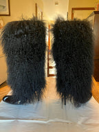 Manolo Blahnik Fur Black High Heel Boots Size 41.5 (Retail-$2000)