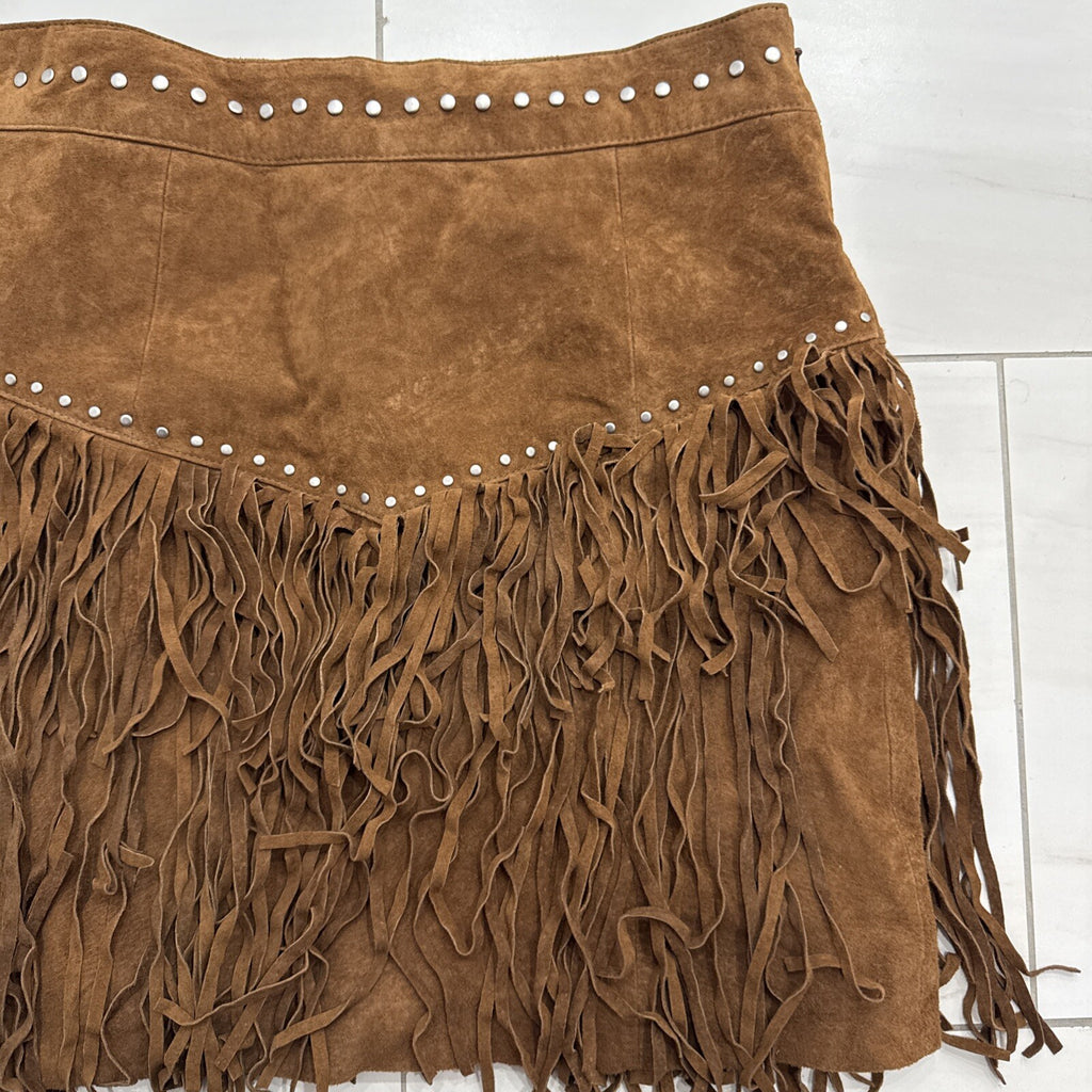 Vintage Bagatelle Skirt Brown Suede Leather studded Size S