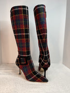 New!! Never Worn! MANOLO BLAHNIK Wool Bayhi 90 Boot (Plaid)