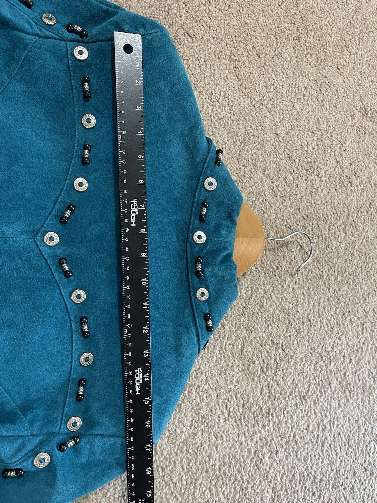 Cripple Creek Suede Leather Jacket Fringed Studded Beaded Teal Women's Large