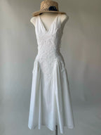 Vintage White Lace Midi Dress Small