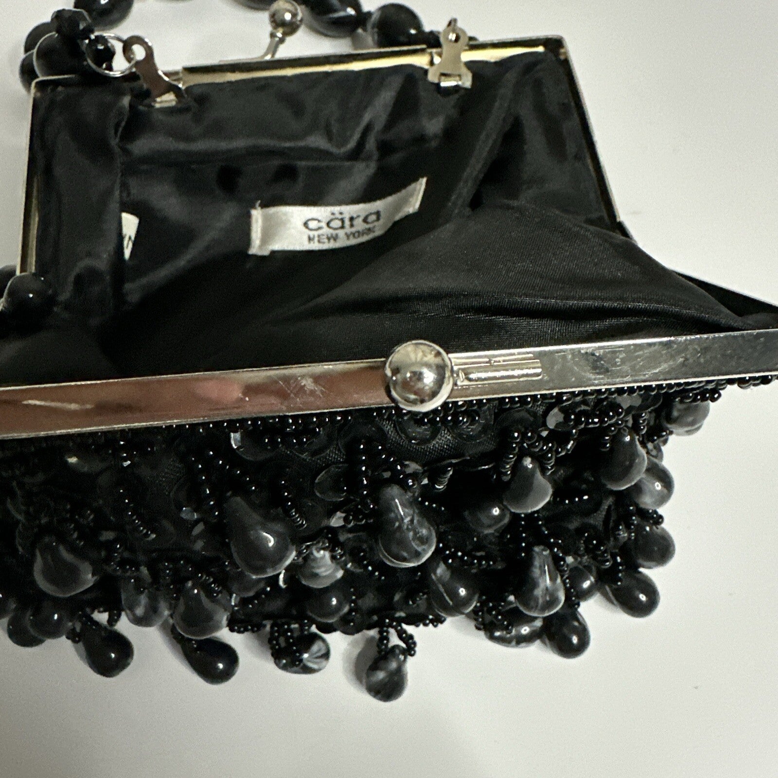 CARA NY IN’S WOMENS BEADED EVENING BAG PROM CLUTCH PURSE USED 4.5” HANDLE