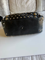 BE&D The Garbo Black Lambskin Leather Studded Bell-Shaped Satchel