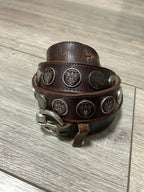Vintage Gucci Belt Crest Patent Leather Monogram Brown Y2K Rare