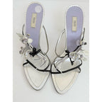 Prada Neiman Marcus 95th Anniversary Floral bouquet Sandals 39 Silver Leather