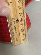 DONALD PLINER SUEDE CAP TOE SLINGBACK WITH CROCO- EMBOSSED HEEL AND TOE RED 9M