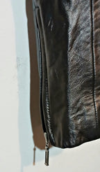 Cache Vintage Lamb Leather Jacket with Detachable Fox Fur Collar