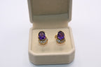 18k Gold vintage earrings Diamonds, Amethyst, Stunning, impressive, w/ appraisal