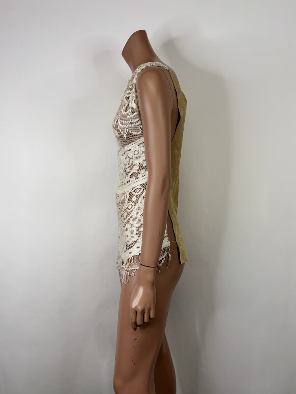 Vtg Dolce & Gabbana D&G Lace Suede Top 38 XS