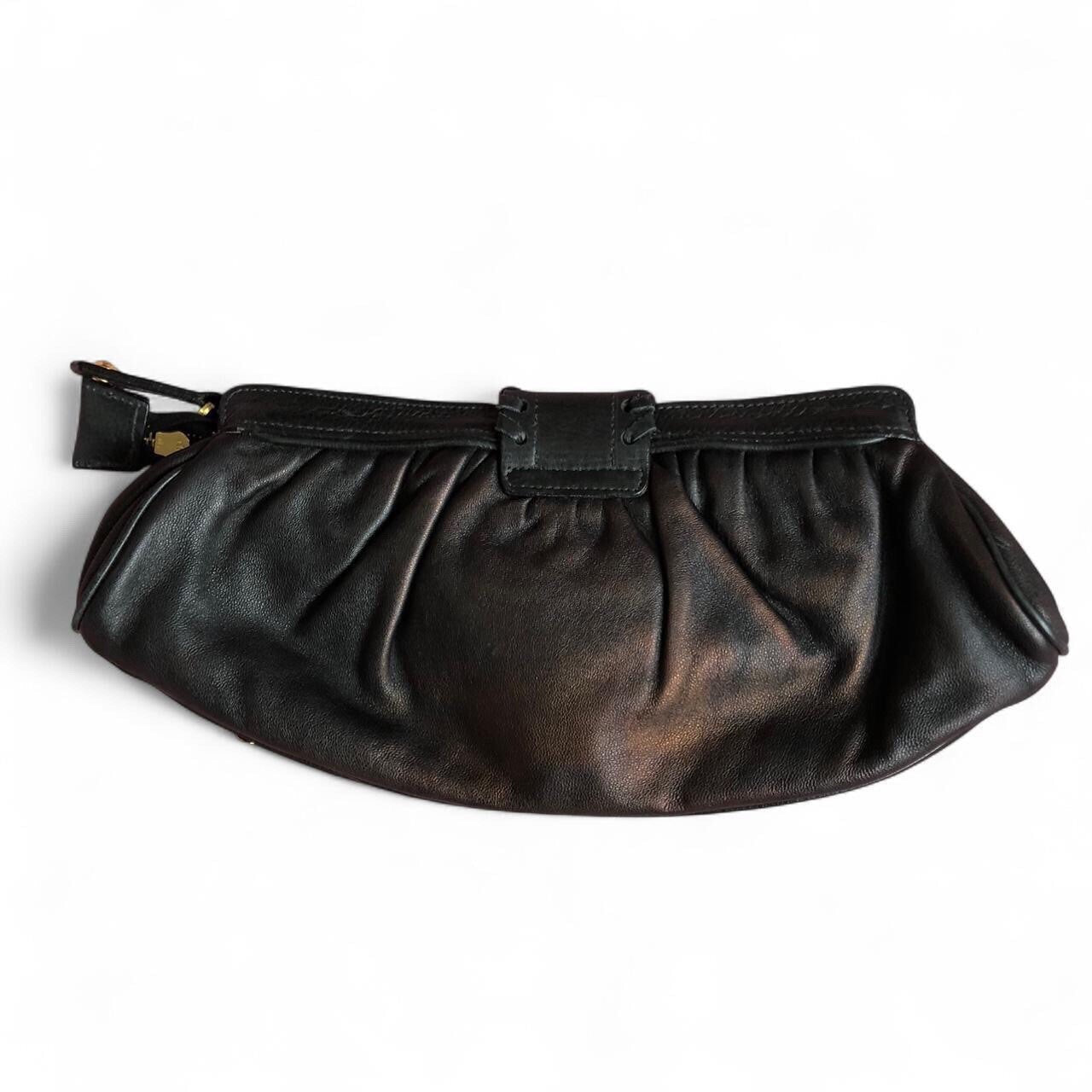 BE&D Metallic Leather Fold Over Clutch