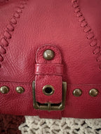 Isabella Fiore Audra Studded Leather Hobo Bag Red