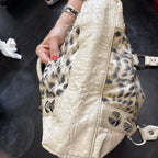 BE & D Garbo Natural Beige Leather Large Studded Tote