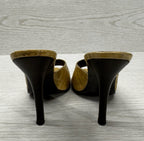 GUCCI Tan Croc leather Stiletto Mules Heels Sz 8.5