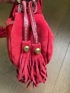 Francesco Biasia Red Suede Shoulder Hobo Bag
