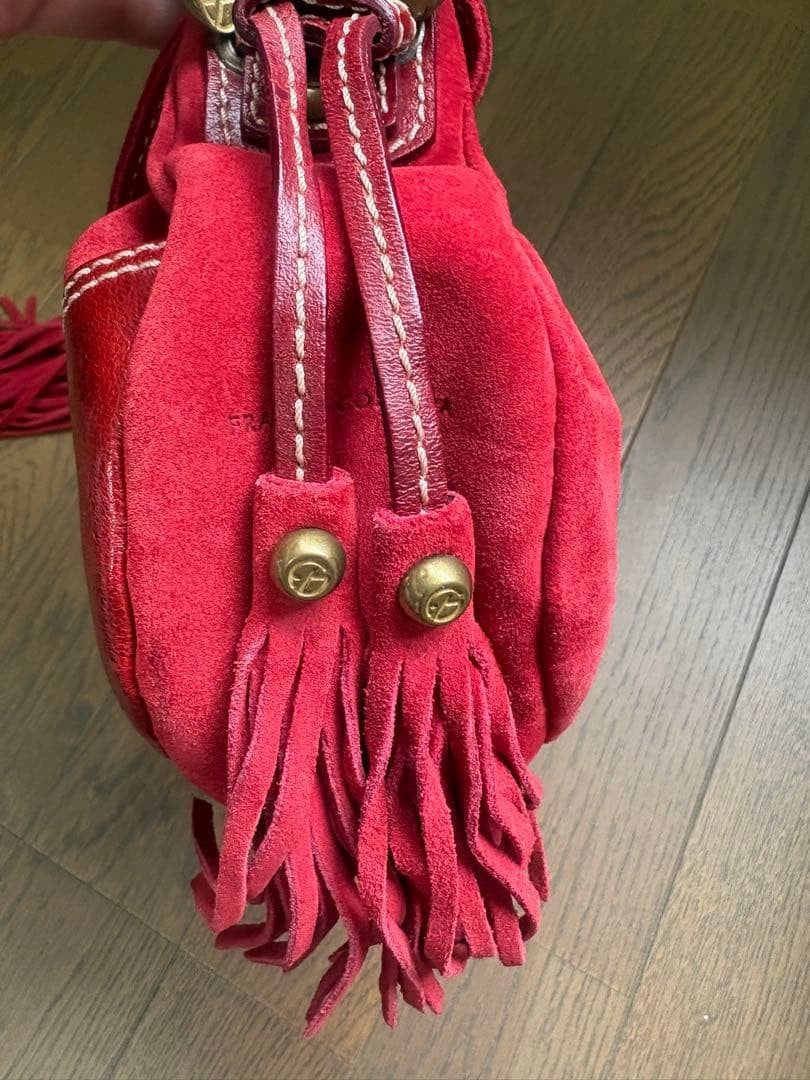 Francesco Biasia Red Suede Shoulder Hobo Bag