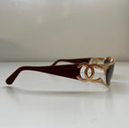 VTG 90s CHANEL Interlocking CC Logo Gold Frame Gradient Lenses Marked Sunglasses