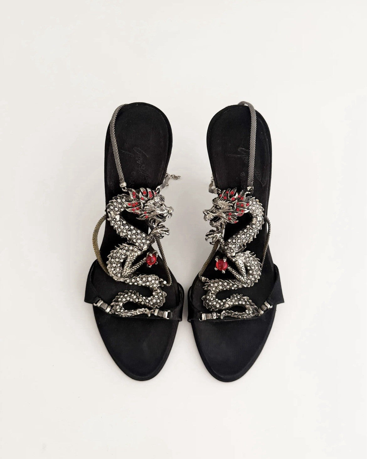 Giuseppe Zanotti S/S 2004 Dragon Black Satin Heels