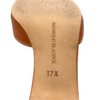 Vintage Manolo Blahnik Bow Laceup Brown Leather Pointed Toe Heeled Mules 37.5