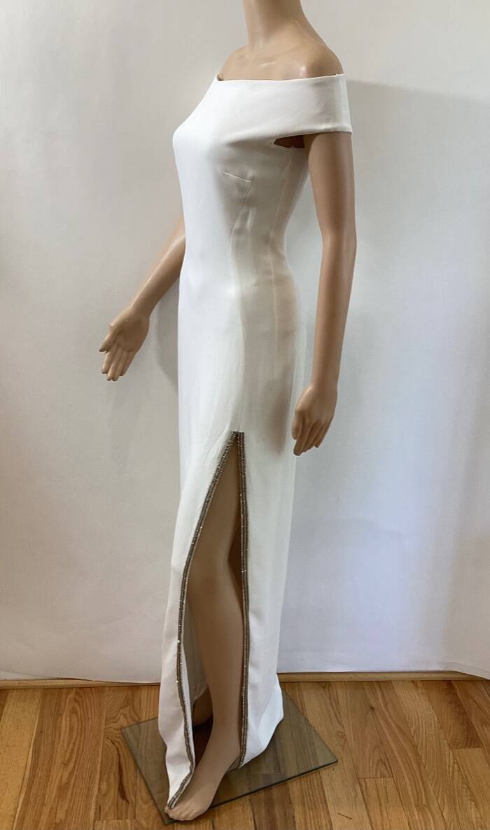 STELLA MCCARTNEY OFF THE SHOULDER SIDE SLIT DRESS SZ IT 38:MRSP: $3560