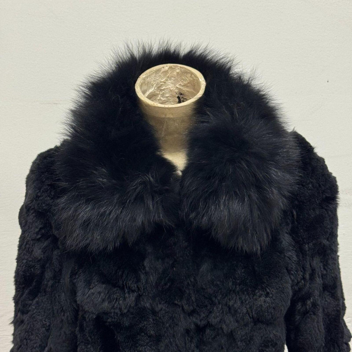 Vintage Black Rabbit and Fox Fur Jacket
