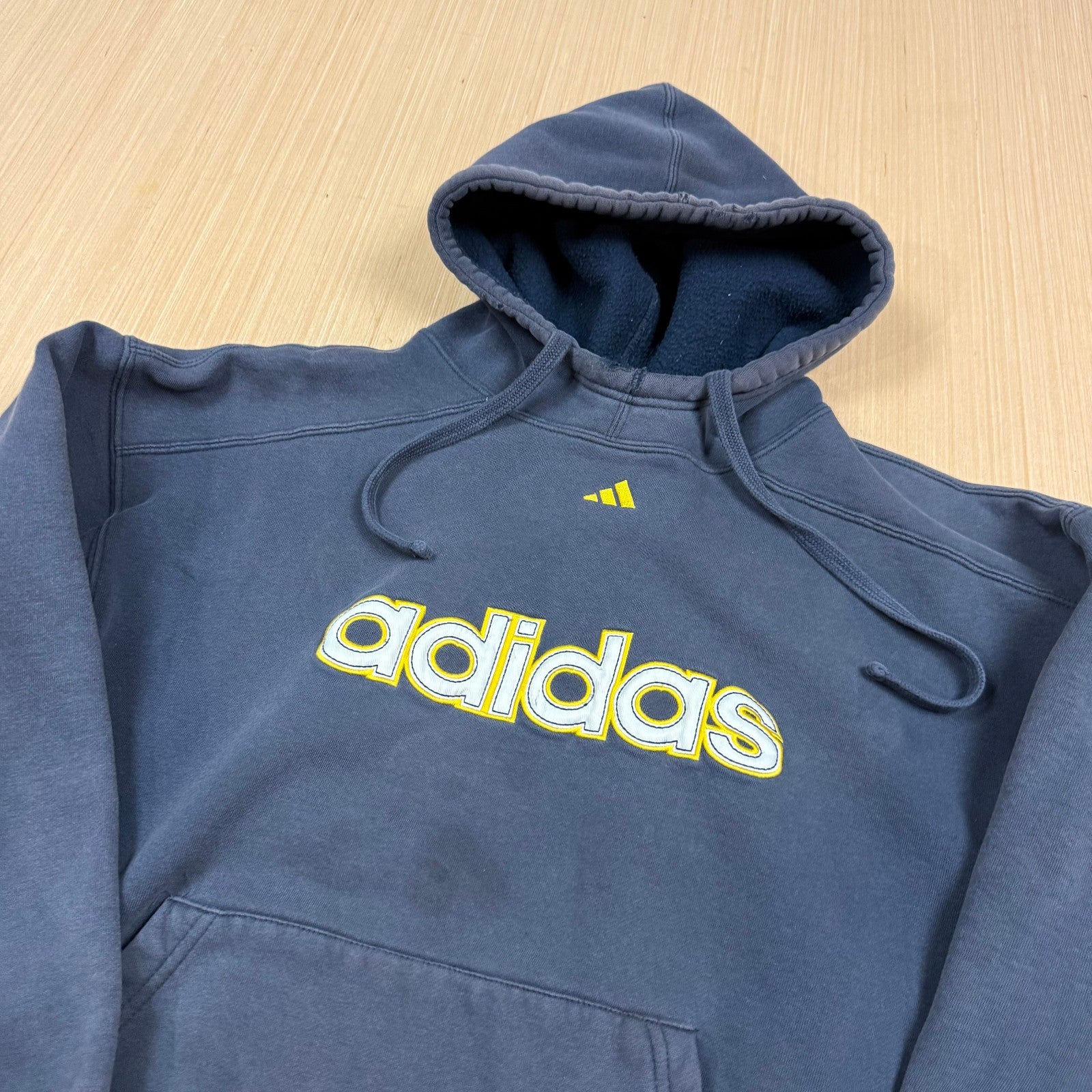 Vintage 90s y2k Sun Faded Adidas Distressed Hoodie Embroidered Center Logo