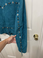 Cripple Creek Suede Leather Jacket Teal Large