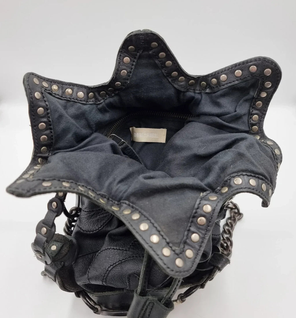 Diesel Vintage Black Leather Shoulder Bag