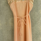 Vintage 1930s Pink Rayon Satin Slip Dress Bias Cut Embroidered Cherries Gown