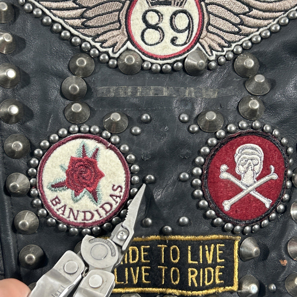 Double D Ranch Angels on Horseback Biker Jacket Black Leather Medium