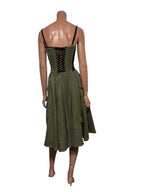 Vtg Dolce & Gabbana SS2003 Military Green Lace Up Dress S 40