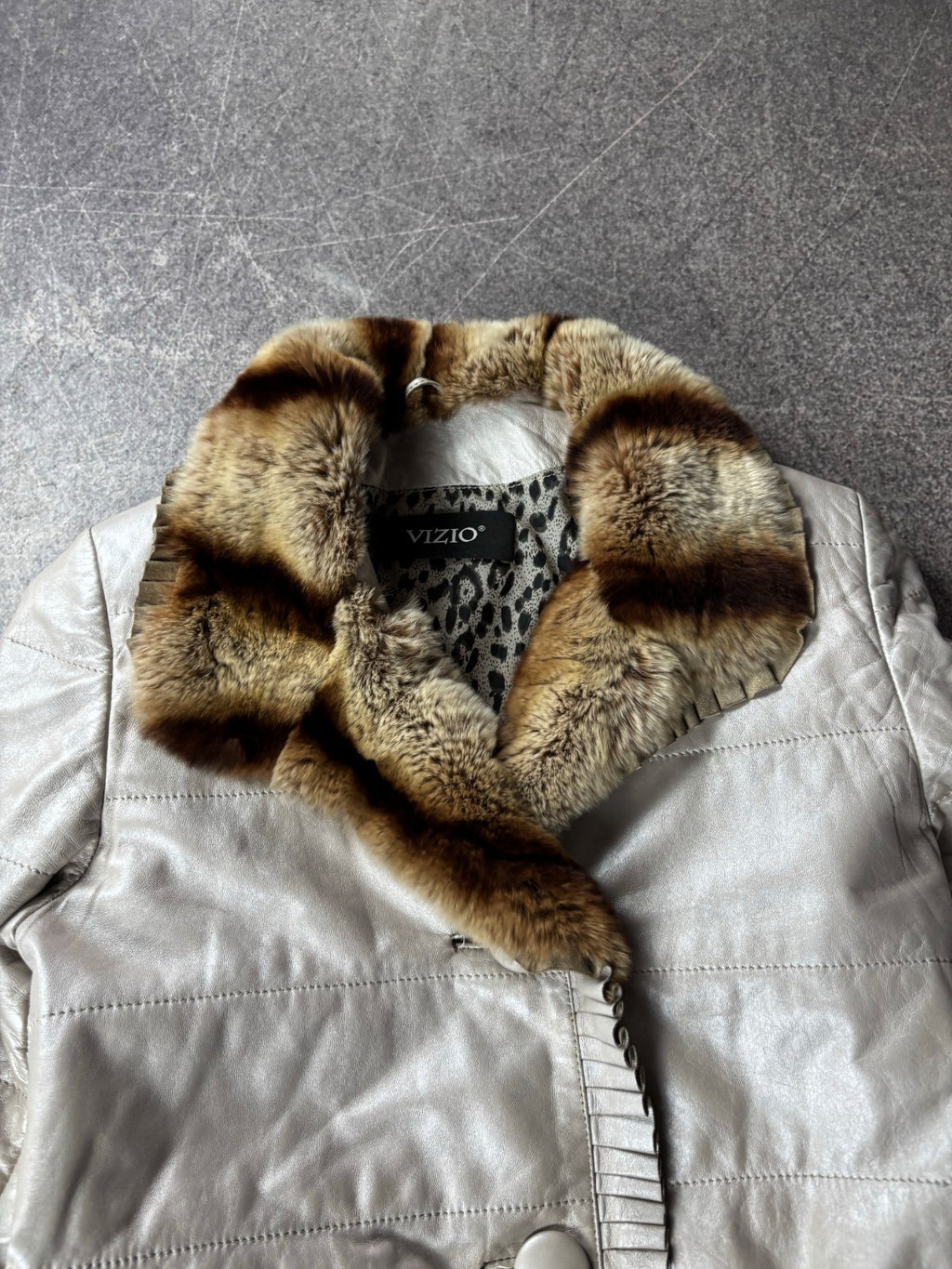 Vizio Lambskin Leather Jacket with Fur Collar Y2K