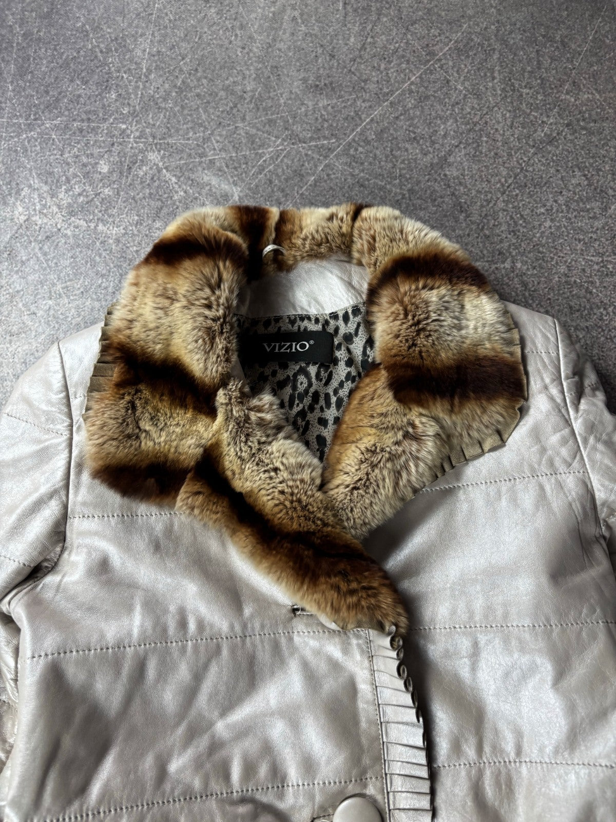 Vizio Lambskin Leather Jacket with Fur Collar Y2K