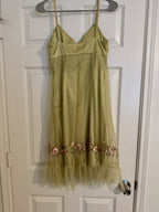 Sue Wong Size 4 Green Embroidered Floral Mesh Cocktail Dress