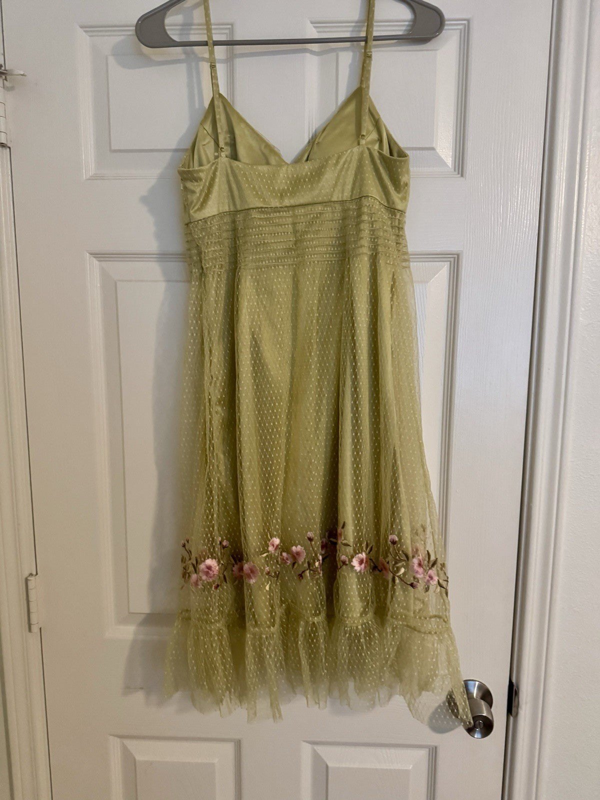 Sue Wong Size 4 Green Embroidered Floral Mesh Cocktail Dress