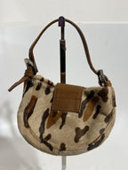 Vtg Fendi Leopard Print Pony Hair Croissant Bag