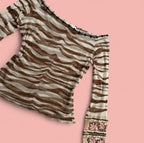 Blumarine SS2000 Zebra Sheer Mesh Coral Jewelled Fairy Top Small