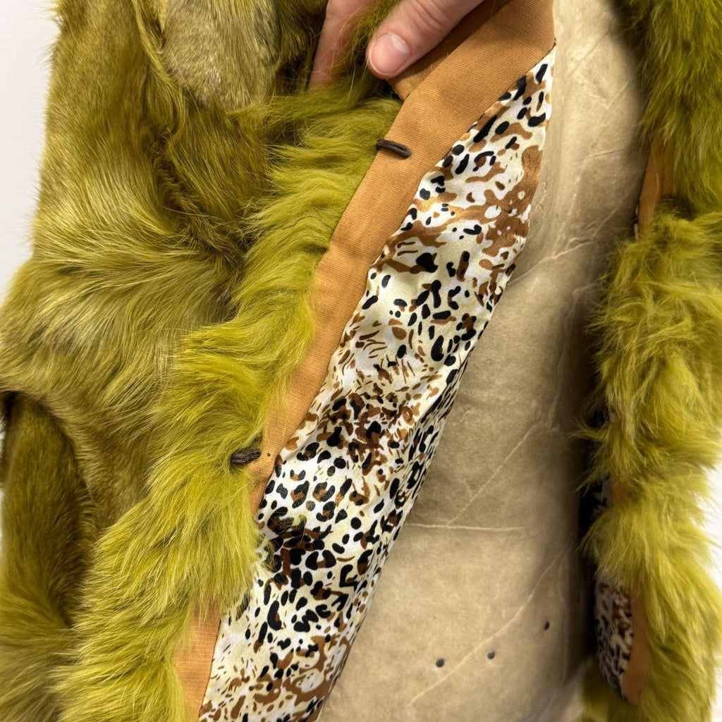 Vintage Y2K Green Chartreuse Fox Fur Jacket