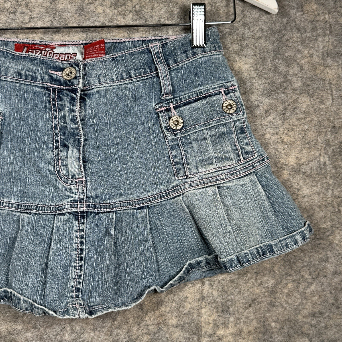 Lazer Y2K Denim Mini Skirt Size 9 Ruffle Bottom