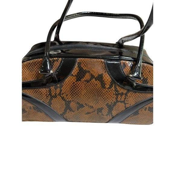 Bonini Medium Brown Snake Skin Shoulder Bag