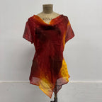 Vintage Y2K Ombré Sunset 100% Mulberry Silk Chiffon Top