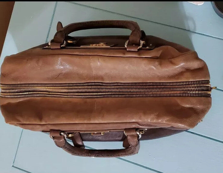 Prada Beige Brown Ombre Glace Medium Wristlet