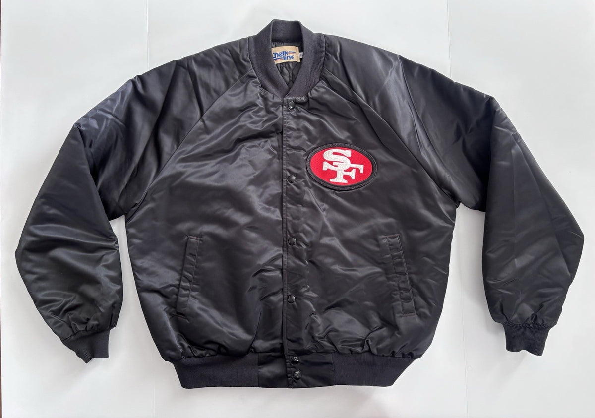 Chalk Line 1980s 49ers Black Satin Jacket XL