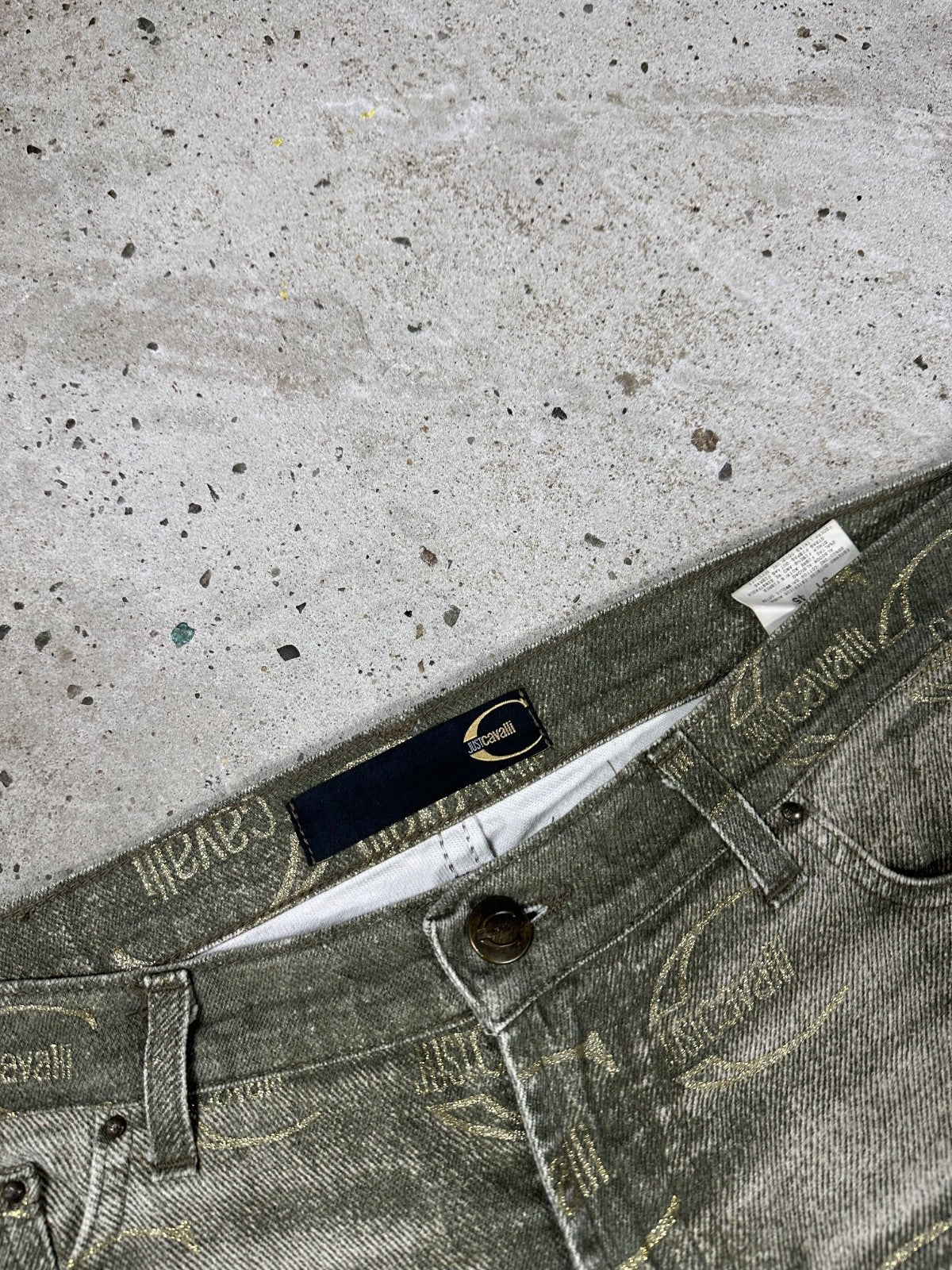 Vintage 2000s Roberto Just Cavalli Monogram Flare Denim Pant Bootcut Print