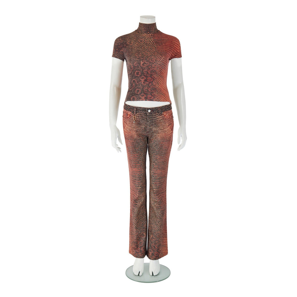 Roberto Cavalli 2000s Python Print Top and Pants Set