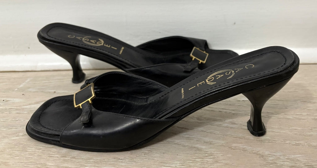 CASADEI Black Kitten Heel Mules Made in Italy - Size 6