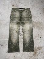 Vintage 2000s Roberto Just Cavalli Monogram Flare Denim Pant Bootcut Print