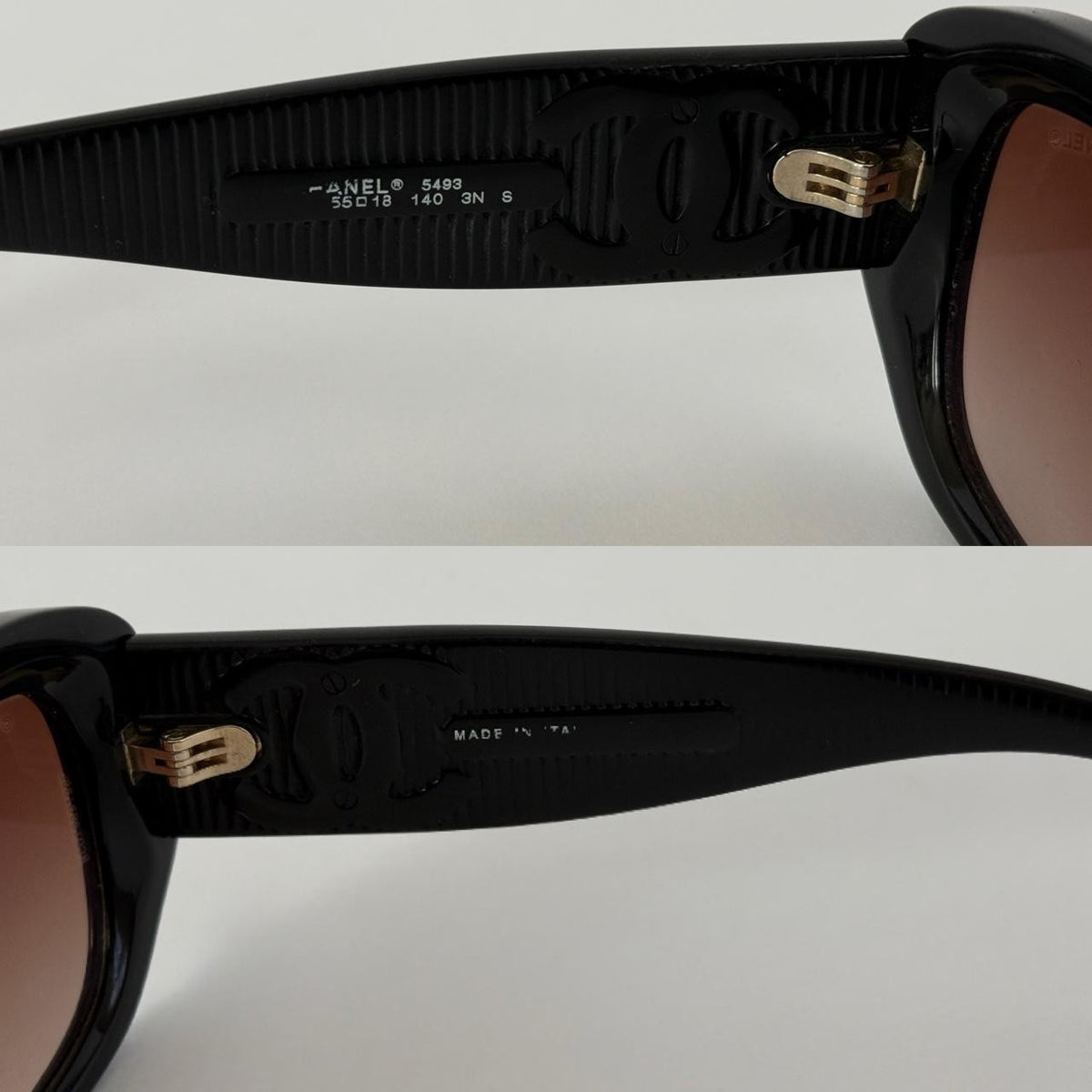 Chanel 1990s Oversized Black Sunglasses with Gold CC Hardware