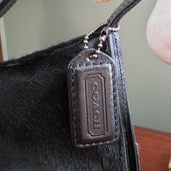 Coach West End Medium Hobo Black Haircalf Leather Shoulder Bag