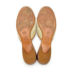Vintage Chanel Four Leaf Clover Bow Canvas and Leather Slip On Mules Flats 38.5